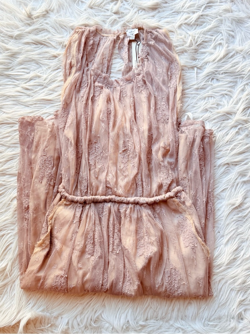 Wilfred Aritzia Vintage Lace Cutout Dress XXS Clay Pink Silk Lined NWT Rare
